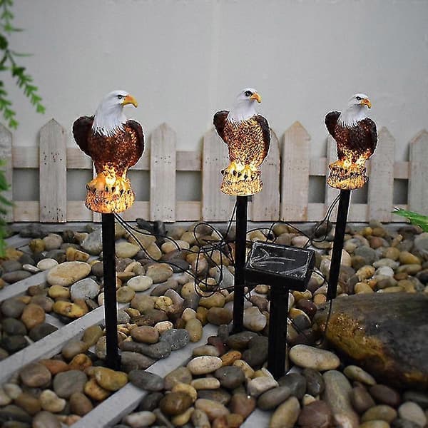 Eagle Solar Pathway Lighting 3 stk Utendørslys Hage Solar Stake Light Ørnestatue For Hage, Plen, uteplass[ls]