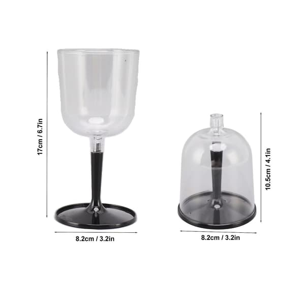 Bærbare sammenleggbare vinglass, knussikre, klare, avtakbare plastvinglass for utendørs camping og reiser Black