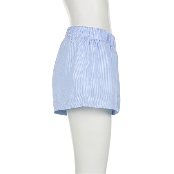 Elastiske pyjamasshorts til kvinder og mænd, pyjamasunderdele, stribede boxershorts til fritid, sommer, loungeshorts, gaver, blå S blå Blue S