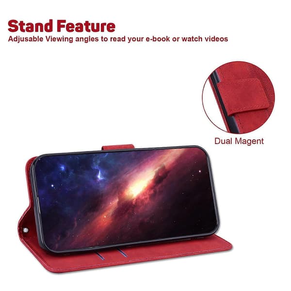 För Nothing Phone 1 Geometriskt präglat flip-läderfodral Red