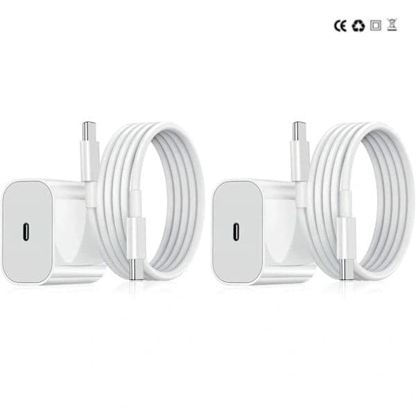 2-pakning-iPhone-lader-hurtiglader-adapter + 2 m kabel 20 W Lightning Hvit 2-pakning iPhone (NT) 2-pakning Lightning 2-pakning 2-pack Lightning