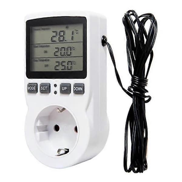 Nye Modeller Digital Temperaturregulator Strømstik EU-stik Termostat Med Timer Switch Sensor Probe Varme Køling —ls EU