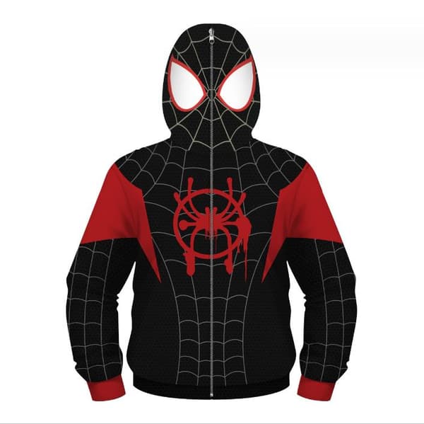 Spiderman Into the Spider Verse Miles Morales Cosplay hættetrøje til børn .i D D L