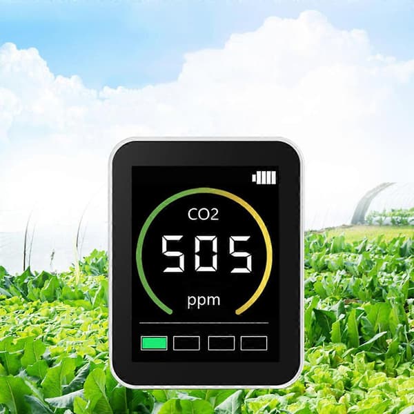 CO2 luftkvalitetsmonitor gasstester detektoranalysator kuldioxidmåler med temperaturfugtighedsdisplay 400-5000PPM—ls Vit