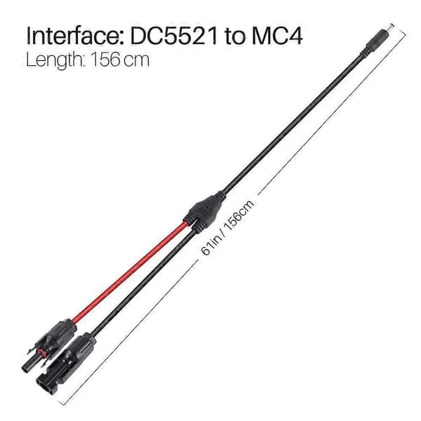 MC4 til DC 5.5x2.1mm Soladapterkabel for Kraftstasjon Rask PlugandPlay-tilkobling