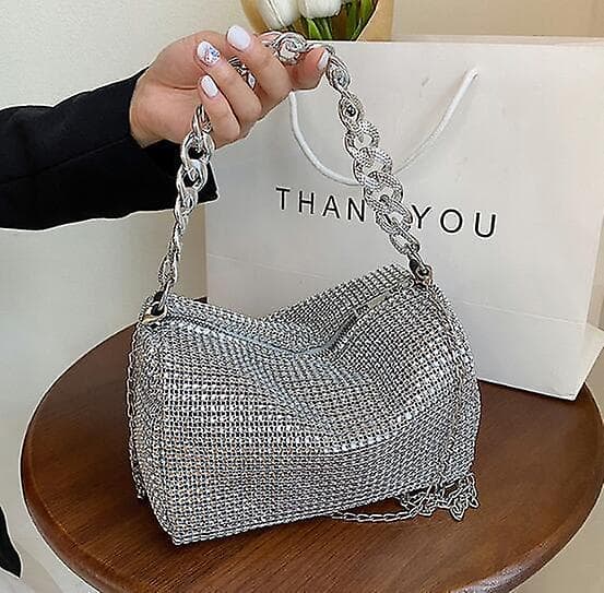 Krystaller Aften Clutch Taske til Kvinder Piger Taske—ls silver