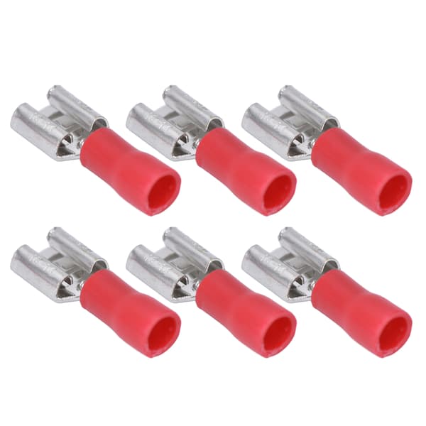 100 stk FDD2-250 spadeterminal, hunn-spadeterminal med isolerende kappe for 1,5-2,5 mm kabel (rød)