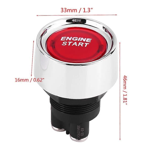 12V-24V 50A Startknapp for bilmotor med rød LED