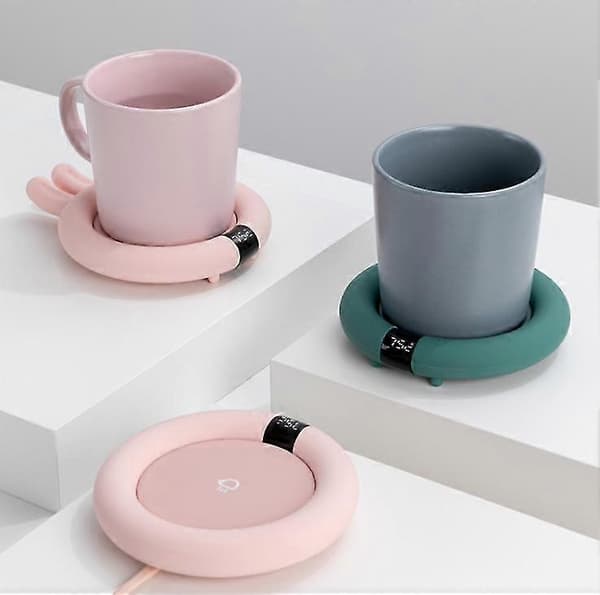 Intelligent konstant temperatur varmekoppunderlag, skrivebordsvarmer, isolert vannkoppbase Pink rabbit