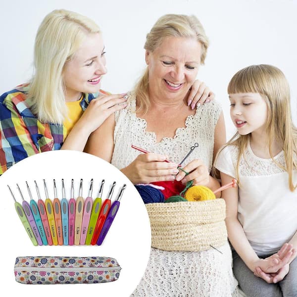 13 stk. hæklenåle, metalhæklenål til hæklegarn, ergonomisk hæklenålesæt, hæklenålesæt[ls] Multicolor