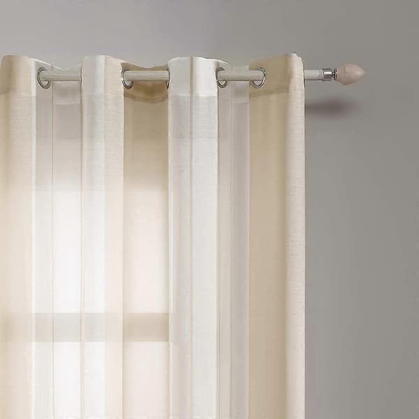 2 stycken tyllgardiner av högkvalitativ polyester, lämpliga för vardagsrum / sovrum / balkong, grå + vit, 132x183cm[ls] beige 132x241cm