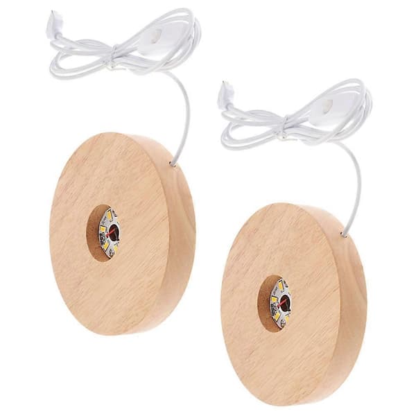 Liten nattlysbase i tre for krystallkunst 2 stk LED-lysbase – ls