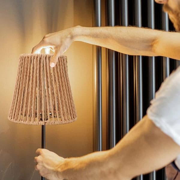 3 stk. vævede lampeskærme – Ø9/14 cm – Retrostil – til lysekroner, gulvlamper, sminkeborde