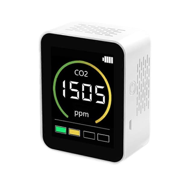 CO2 luftkvalitetsmonitor gasstester detektoranalysator kuldioxidmåler med temperaturfugtighedsdisplay 400-5000PPM—ls Vit