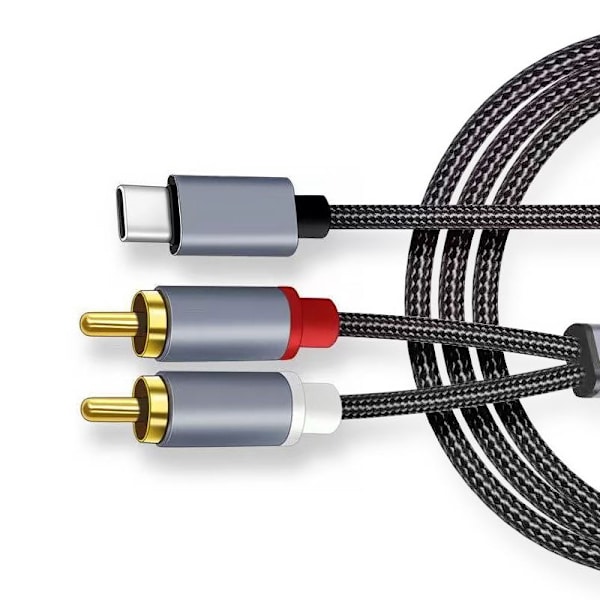 USB-C–2x RCA-stereoliitäntäkaapeli, harmaa, 1,2 m Grey 1.2 m