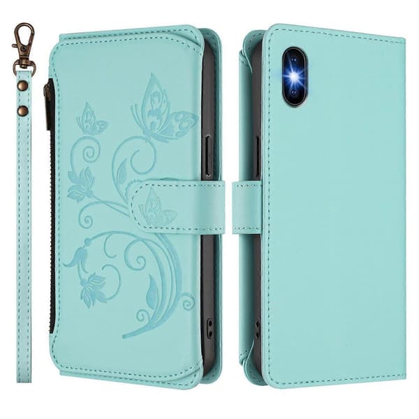 Læderpung-etui med lynlås til iPhone 13 mini —ls For iPhone XS Max