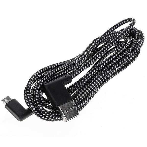 2m 2A USB til Micro USB Vævet Stil Dobbelt Albue Data Synkroniserings Opladerkabel, Til Samsung / Huawei / Xiaomi / Meizu / LG / HTC (Sort) Black