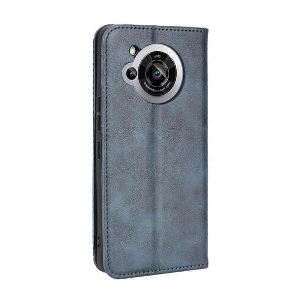 Til Sharp Aquos R7 Magnetisk Spænde Retro Tekstur Læder Telefoncover Blue