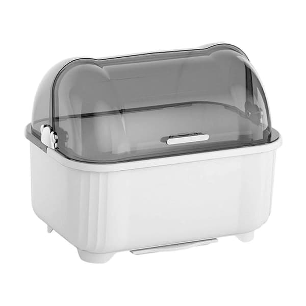 Diskställ med lock, skål och ätpinneavlopp för köksbänken Gray White