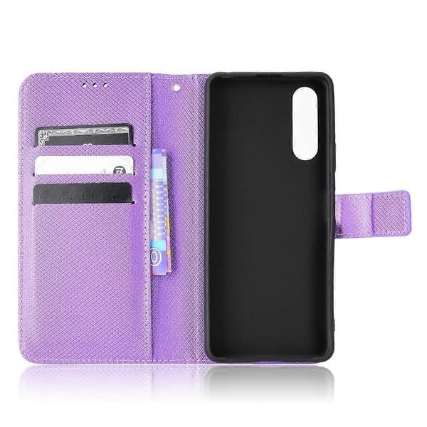 För Sony Xperia 10 IV Diamantmönstrad Läderfodral Purple
