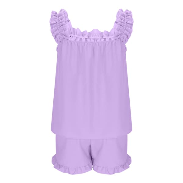 Kvinders blondekant stropløse shorts pyjamas sæt: Løstsiddende, åndbart, ærmeløst sommerhjemmetøj todelt sæt M