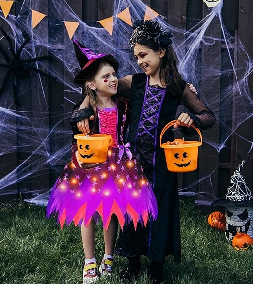 Heksekostume til piger Lysende Heks Halloween Kostumer 130
