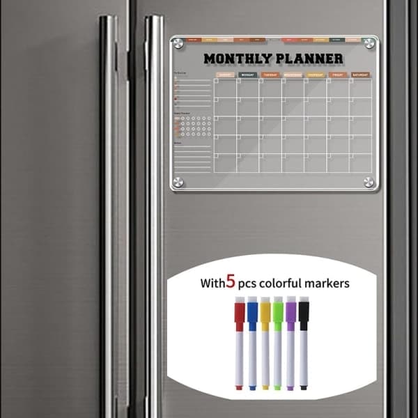Magnetisk Akryl Kalender Transparent Kjøleskapskalender