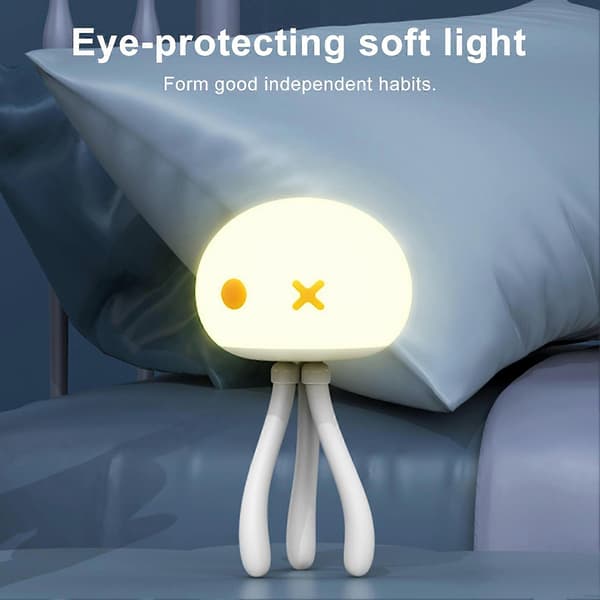 Manetlampe for barnerom - Fleksible tentakler - for mating og søvn - Trådløs USB C Light Blue