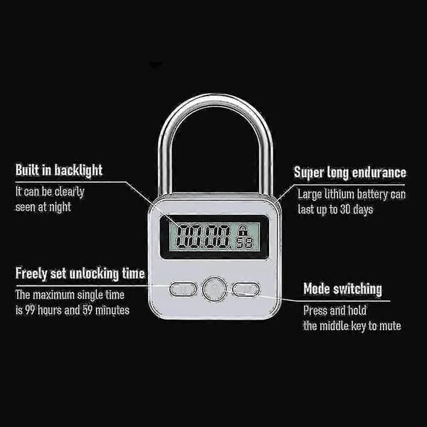 Max 99-timers LCD-display elektronisk rejsetimer med smart tidslås og hjerteformet design i hvid—ls