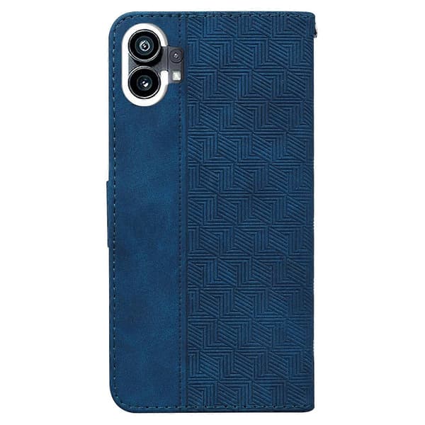 Til Nothing Phone 1 Geometrisk præget flip læder telefoncover Blue