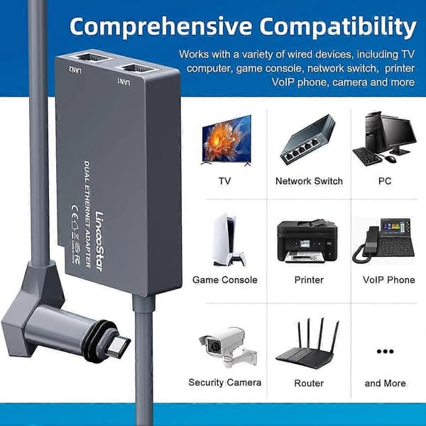 Til Gen 2 Ethernet Dual Port Adapter til Satellit GEN2 V2 Netværk Fiberoptisk Jumper Konverter Adapter Kabel Grå