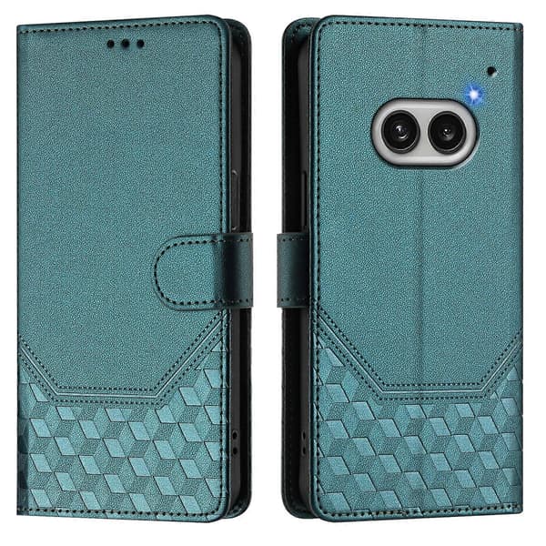 RFID-mobilfodral i läder med bikakeprägling Peacock Green For Nothing Phone 2a