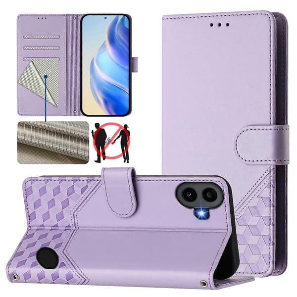 RFID-mobilfodral i läder med bikakeprägling Light Purple For Nothing Phone 1