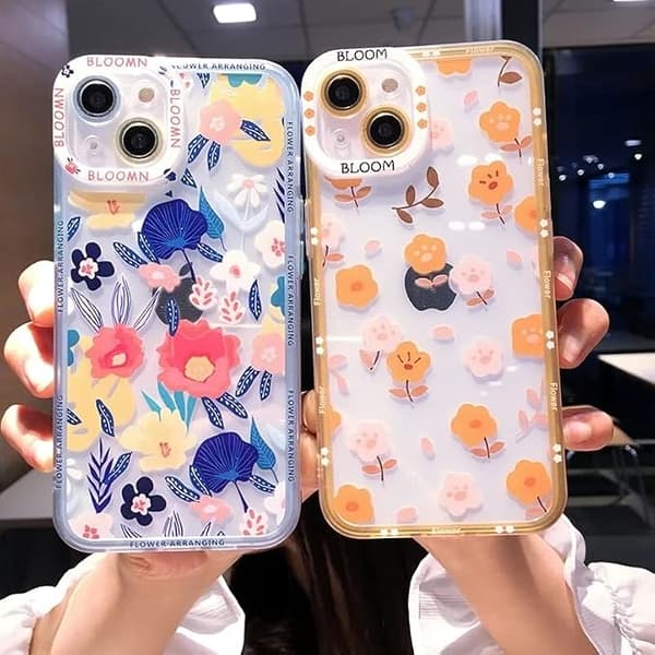 Søt støtsikker støtfangerblomster klart mykt iPhone-deksel (oransje, iPho