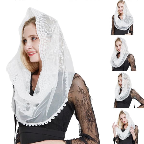 Mantilla-huntu katolisen kirkon huntu kirkon messuhuntu päähine latinalaisen messun kappelihuntu messuhuntu kirjontapitsihuntu 3