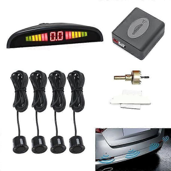 sensorer parkeringssensor för bilar, automatisk backsensor med LED-display Black