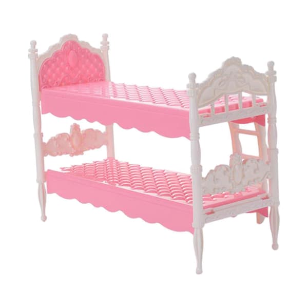 1/12 Dukkehus Køjeseng Mini Køjeseng Klassisk Møbelmodel Legetøj til pink