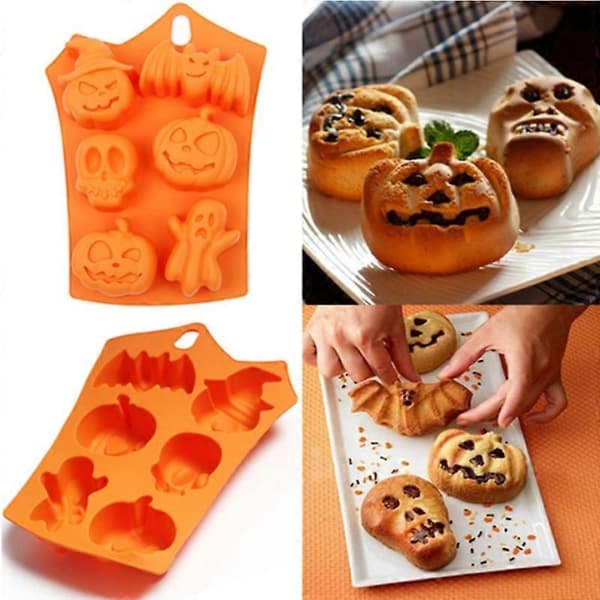 Halloween cookie Silikone Model kranie græskar spøgelse flagermus cookie model til fest[ls] round