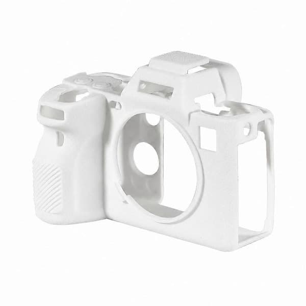 Litchi tekstur blødt silikone kamera beskyttelsesetui til Sony ILCE-1 / A1 / Alpha 1 White