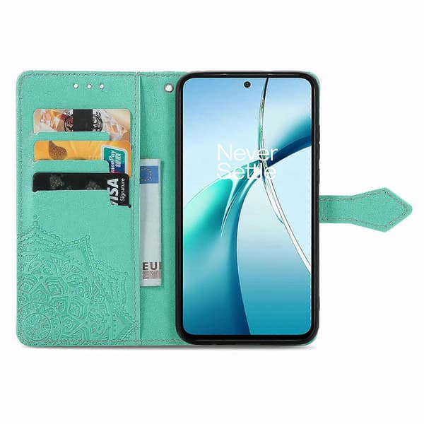 Mandala Blomst Præget Læder Telefoncover Green For Nothing Phone 3a