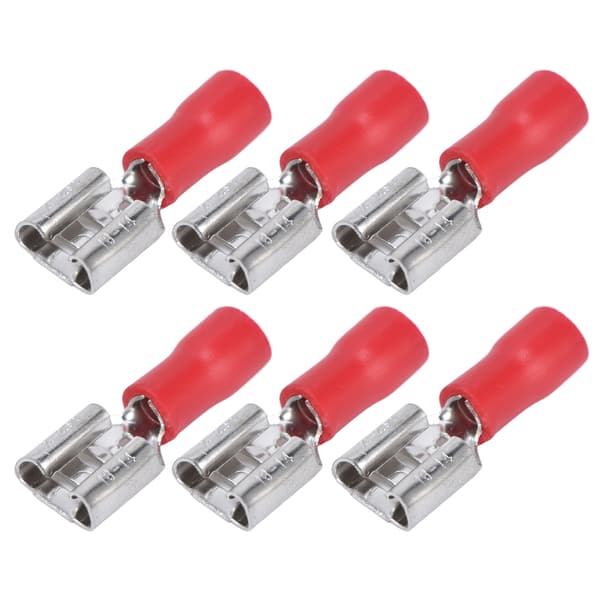 100 stk FDD2-250 spadeterminal, hunn-spadeterminal med isolerende kappe for 1,5-2,5 mm kabel (rød)