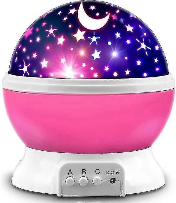 Roterende Stjerne Måne Lysprojektor, Pink Natlampe Gave—ls