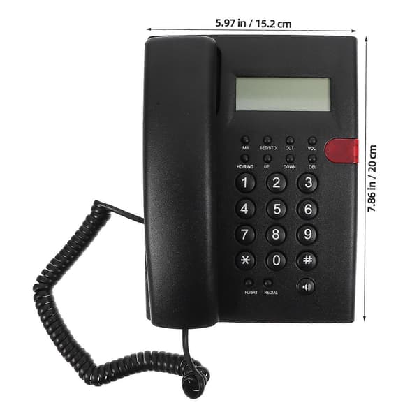 1 sæt fastnettelefoner med ledning, store taster, kablet telefon til kontor, reception, hjem, hotel [ls]