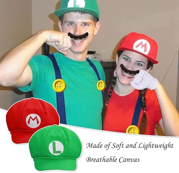 Halloween Rollespil Tilbehørssæt til Mario og Luigi Voksenkostumer - Sjove Parkostumer, Super Bros