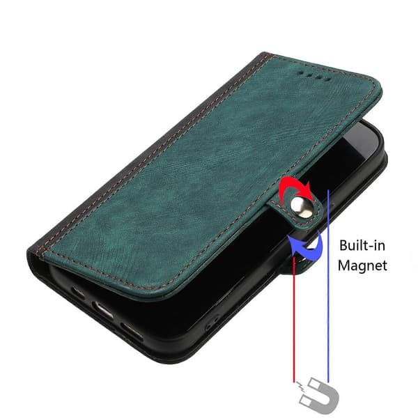 Til Huawei Mate 10 Pro Side Spænde Dobbelt Fold Håndrem Læder Telefonetui Dark Green