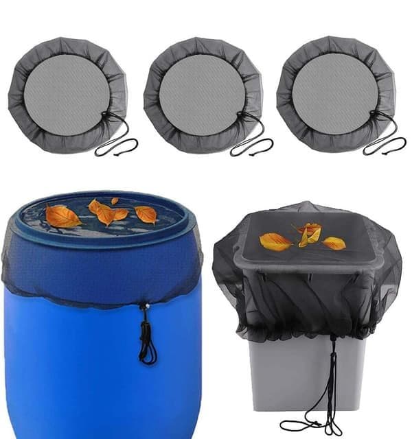 3-pack rain barrel net with drawstring, leaf & mosquito protection, protective net for rainwater barrel, bucket protection, fine mesh structure 60cm