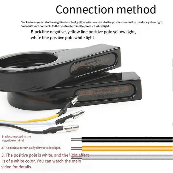 Motorcykel forgaffel LED blinklys universelle sekventielle switchback kørelys 12V ravfarvede blinklys Black