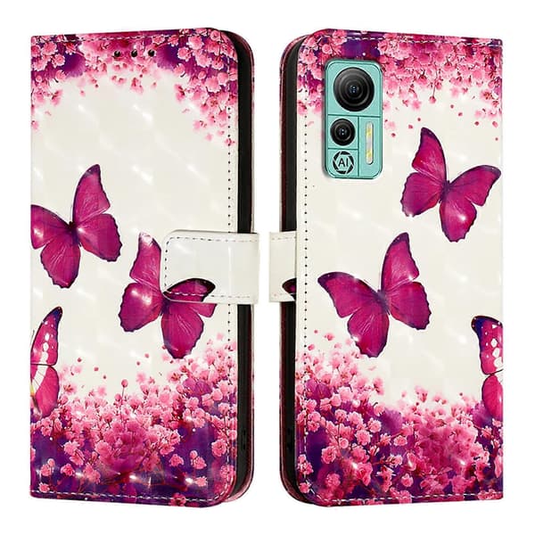 3D-maleri Horisontal Flip Skinntelefonveske til Ulefone Note 14 Rose Butterfly