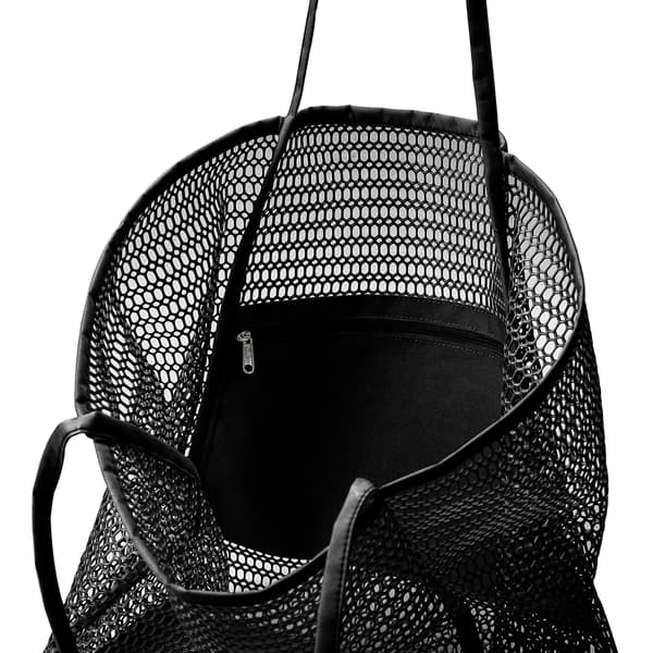 Mesh strandveske for kvinner skulderveske – ls black