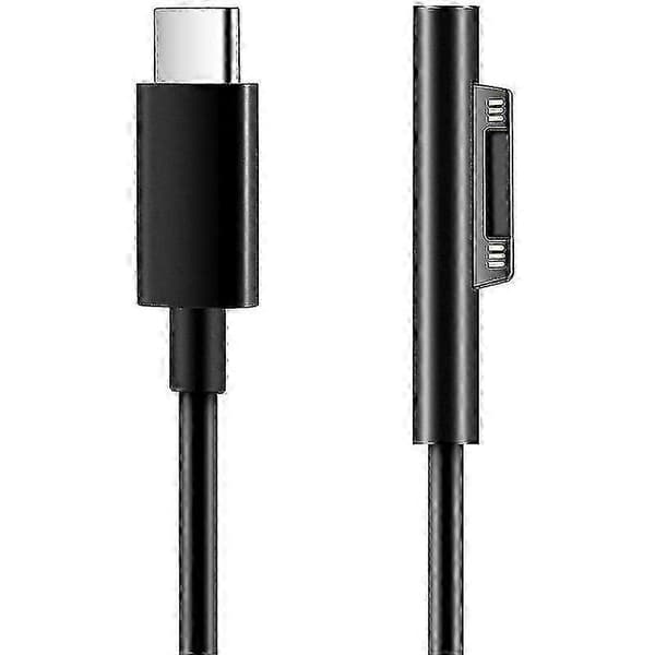 USB-C-opladerkabler til Surface Go, kompatible med Surface Pro 3/4/5/6/7 og Surface Laptop 3/2/1 musta